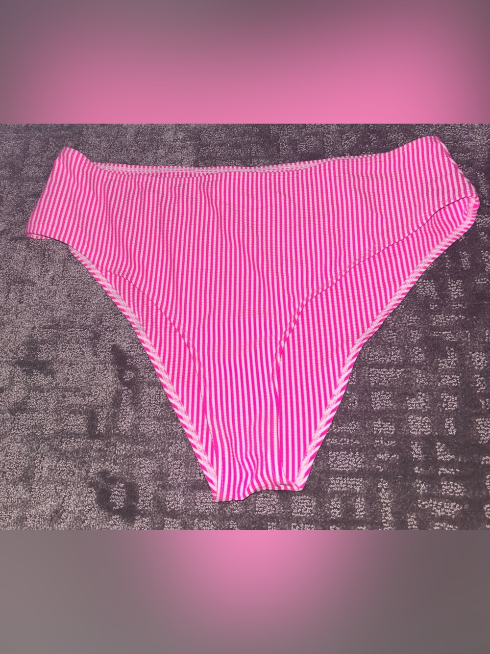 Pink & White Striped Bikini Bottom